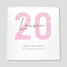 Load image into Gallery viewer, Personalised 20th Birthday Card