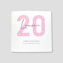 Load image into Gallery viewer, Personalised 20th Birthday Card Daughter