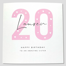 Load image into Gallery viewer, 20th Birthday Card Sister