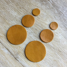 Load image into Gallery viewer, 30 Pieces Leather Circle Blanks Disc Shapes Die Cuts Earrings Supplies Mustard Brown Grey Black