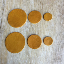 Load image into Gallery viewer, 30 Pieces Leather Circle Blanks Disc Shapes Die Cuts Earrings Supplies Mustard Brown Grey Black