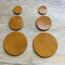 Load image into Gallery viewer, 30 Pieces Leather Circle Blanks Disc Shapes Die Cuts Earrings Supplies Mustard Brown Grey Black