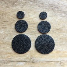 Load image into Gallery viewer, 30 Pieces Leather Circle Blanks Disc Shapes Die Cuts Earrings Supplies Mustard Brown Grey Black