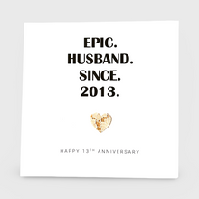 Load image into Gallery viewer, 13th Wedding Anniversary Card Lace Heart