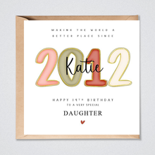 Load image into Gallery viewer, 14th Birthday Card for Her Personalised 2012