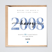 Load image into Gallery viewer, Personalised 18th Birthday Card Son Grandson Nephew Friend 2008