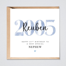 Load image into Gallery viewer, Personalised 21st Birthday Card Son Grandson Brother Nephew Friend