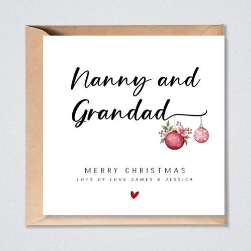 Personalised Nanny Grandad Christmas Card
