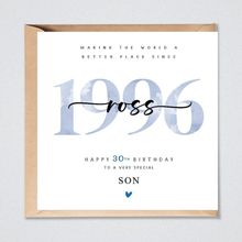 Load image into Gallery viewer, 30th Birthday Card 1996 Personalised Son Grandson Brother Nephew Uncle Friend Him