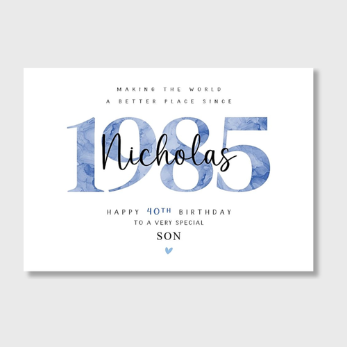 40th Birthday Card 1985 Making the world a better place - him