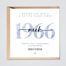 Load image into Gallery viewer, Personalised 60th Birthday Card Dad, Brother, Grandad, 1966