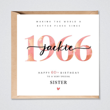 Load image into Gallery viewer, Personalised 60th Birthday Card Friend Sister Daughter 1966