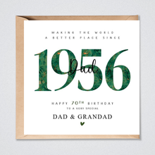 Load image into Gallery viewer, Personalised 70th Birthday Card Dad, Brother, Grandad, 1956