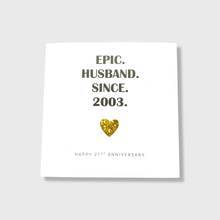 Load image into Gallery viewer, Brass Wedding Anniversary Card Epic 21st Anniversary