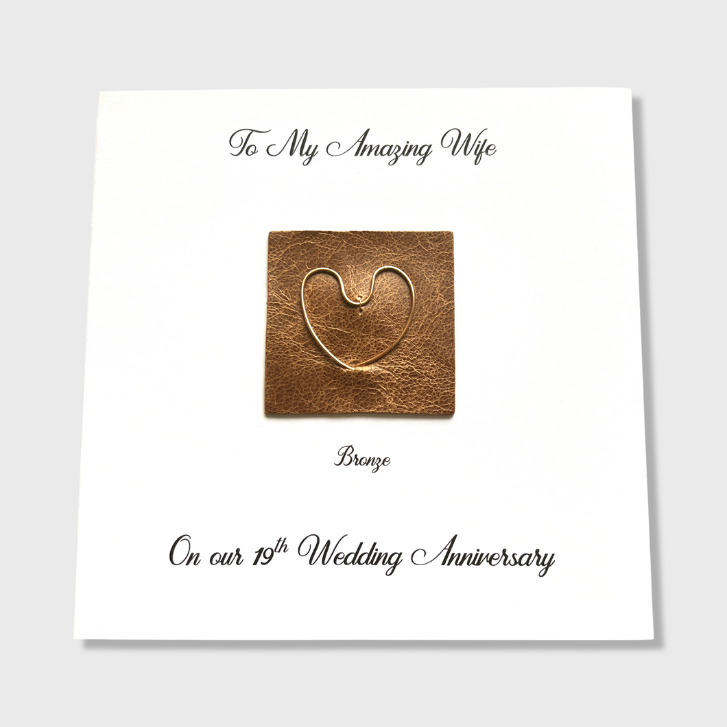 19th Wedding Anniversary Card (Bronze Anniversary Card)