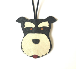 Schnauzer Christmas Ornament Personalised Leather Santa Schnauzer Xmas Gift