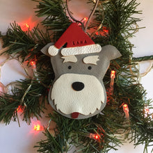 Load image into Gallery viewer, Schnauzer Christmas Ornament Personalised Leather Santa Schnauzer Xmas Gift