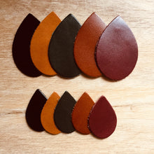 Load image into Gallery viewer, 20 Pieces 10 Pairs Leather Teardrop Pieces Teardrop Die Cut Shapes for Earrings Black Tan Green Oxblood Chestnut