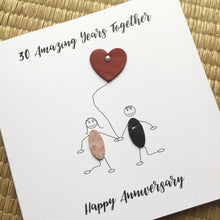 Load image into Gallery viewer, 30th Anniversary Card, Pearl Gem, Leather Heart Balloon