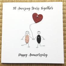 Load image into Gallery viewer, 30th Anniversary Card, Pearl Gem, Leather Heart Balloon