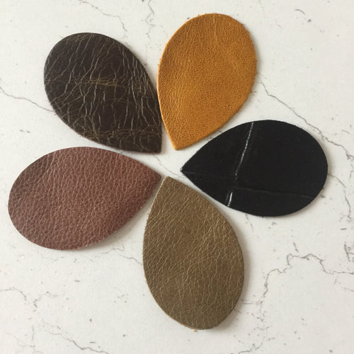 5 Pairs Leather Teardrop Die Cuts Teardrop Earring Shapes Browns Black 10 pieces Leather Blanks