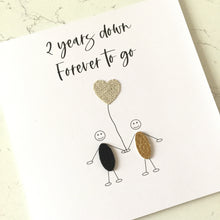 Load image into Gallery viewer, 2nd Wedding Anniversary Card, Cotton,,Him Her 2 Years Down