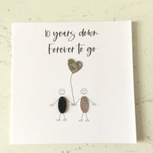 Load image into Gallery viewer, 10th Wedding Anniversary Card, Tin Heart Balloon, Leather Detail