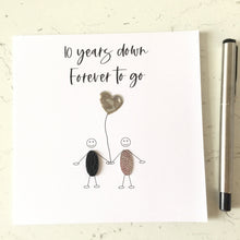 Load image into Gallery viewer, 10th Wedding Anniversary Card, Tin Heart Balloon, Leather Detail