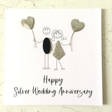 Load image into Gallery viewer, Silver Wedding Anniversary Card, 25th Anniversary, Him Her Couple