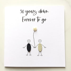30th Anniversary Card 30 Years Down Pearl Wedding Anniversary Wife Husband Him Her