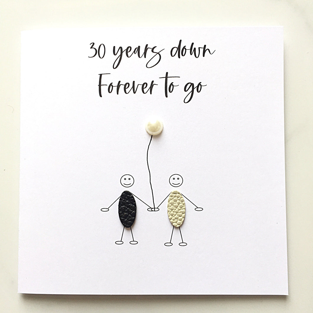 30th Anniversary Card 30 Years Down Pearl Wedding Anniversary Wife Husband Him Her