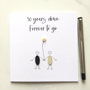 30th Anniversary Card 30 Years Down Pearl Wedding Anniversary Wife Husband Him Her