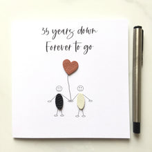Load image into Gallery viewer, 35th Anniversary Card, Coral Leather Heart - 35 Years