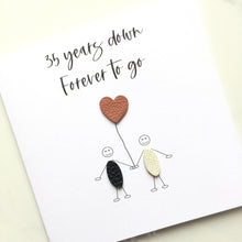 Load image into Gallery viewer, 35th Anniversary Card, Coral Leather Heart - 35 Years
