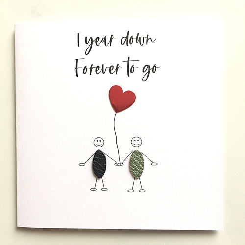 1st Anniversary Card 1 Year Down Paper Wedding Anniversary Him Her Husband Wife Couple
