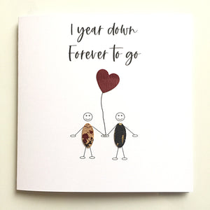1st Anniversary Card 1 Year Down Paper Wedding Anniversary Him Her Husband Wife Couple