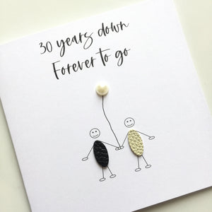 30th Anniversary Card 30 Years Down Pearl Wedding Anniversary Wife Husband Him Her
