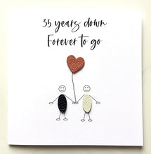 Load image into Gallery viewer, 35th Anniversary Card, Coral Leather Heart - 35 Years