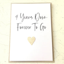 Load image into Gallery viewer, 4th Anniversary Card, Linen Heart Wedding Anniversary Gift