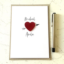Load image into Gallery viewer, Personalised Anniversary Card, Love Card Leather Heart