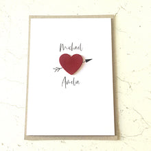 Load image into Gallery viewer, Personalised Anniversary Card, Love Card Leather Heart