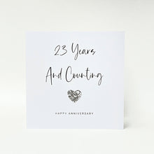 Load image into Gallery viewer, 23rd Wedding Anniversary Card, Silver Glitter Heart