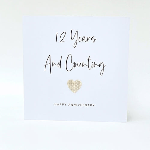 12th Wedding Anniversary Card Linen Anniversary Card 12 Years and Counting