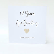 Load image into Gallery viewer, 12th Wedding Anniversary Card, Linen Anniversary, 12 Years and Counting