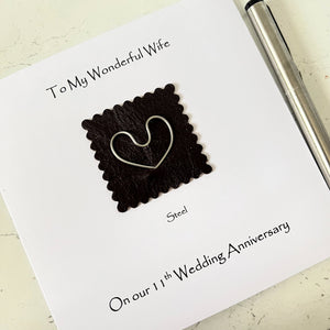 11th Wedding Anniversary Card Steel Anniversary 11th Anniversary Husband Wife Him Her