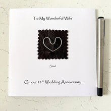 Load image into Gallery viewer, 11th Wedding Anniversary Card, Steel Heart, Leather Detail