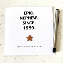 Load image into Gallery viewer, Personalised Nephew Birthday Card with Leather Star