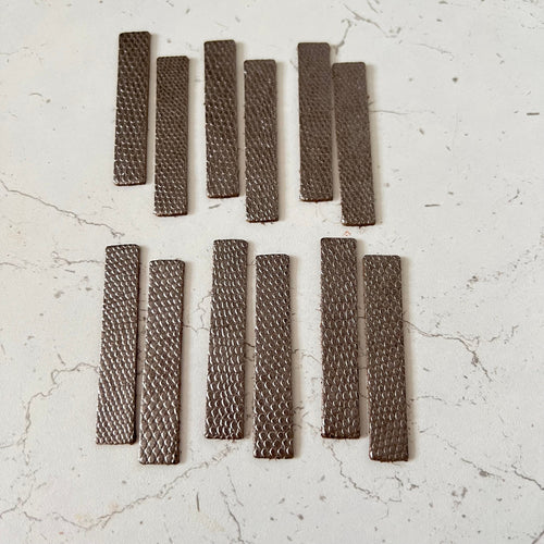 Leather Bar Shapes 12 pcs 6 prs Leather Rectangle Blanks Embossed Metallic Brown