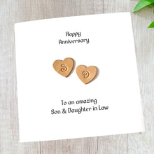 Load image into Gallery viewer, Personalised Son Daughter Wedding Anniversary Card Leather Anniversary Hearts
