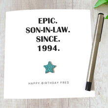 Load image into Gallery viewer, Personalised Son-in-Law Birthday Card, Leather Star
